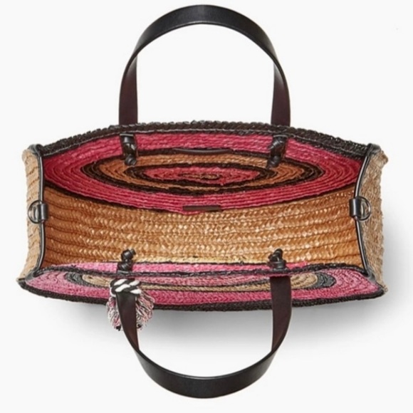 NWOT REBECCA MINKOFF STRAW CIRCLE TOTE - Picture 2 of 7